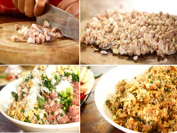 Cách làm món dồi sụn nướng sơ chế và trộn nguyên liệu